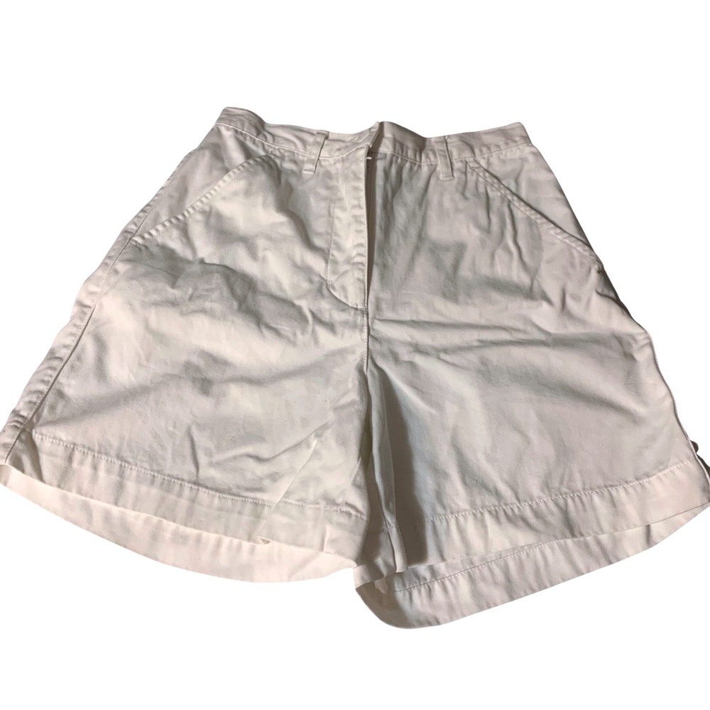 Petite Sophisticate Shorts 2 White High Waisted 100% Cotton Vintage Chino preppy